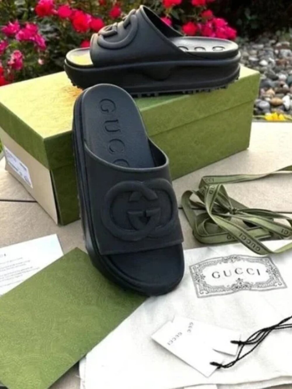 Gucci Black Slide Sandals